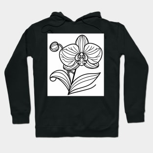 Black And White Orchid Design Hoodie